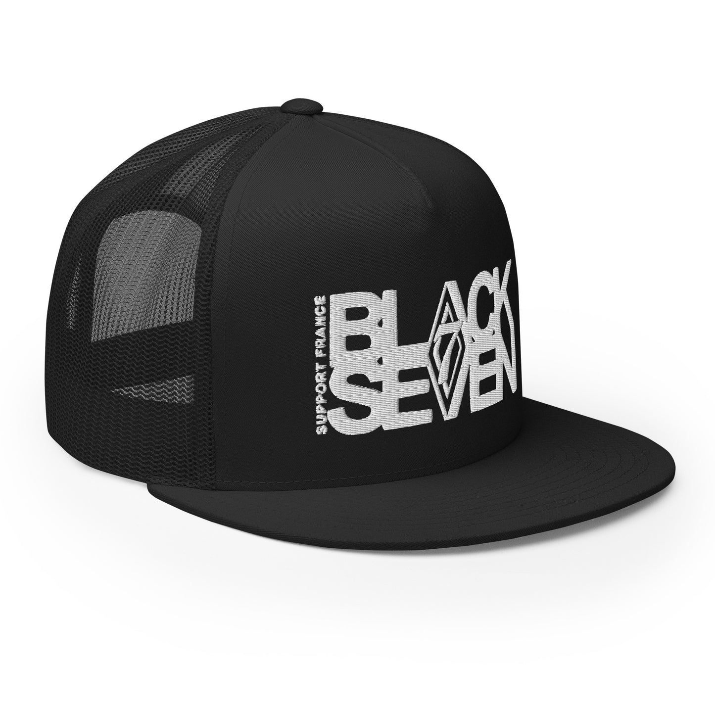 Casquette brodée Trucker «Support Black Seven France »