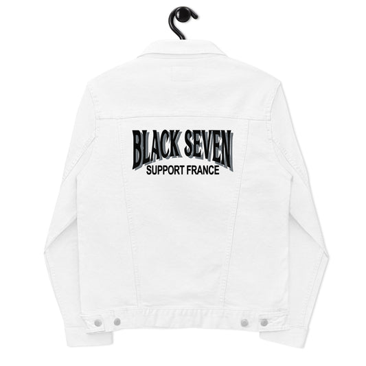 Veste denim brodée blanche « Black Seven »